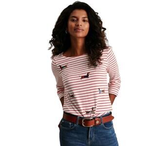 Joules Harbour Luxe Weiner Dog Dachsund Long Sleeve Striped Top Shirt sz 2